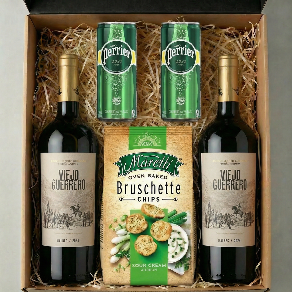 Combo Sodeado – 750 ml Viejo Guerrero x2 + Perrier + Maretti Crema (Regalos)
