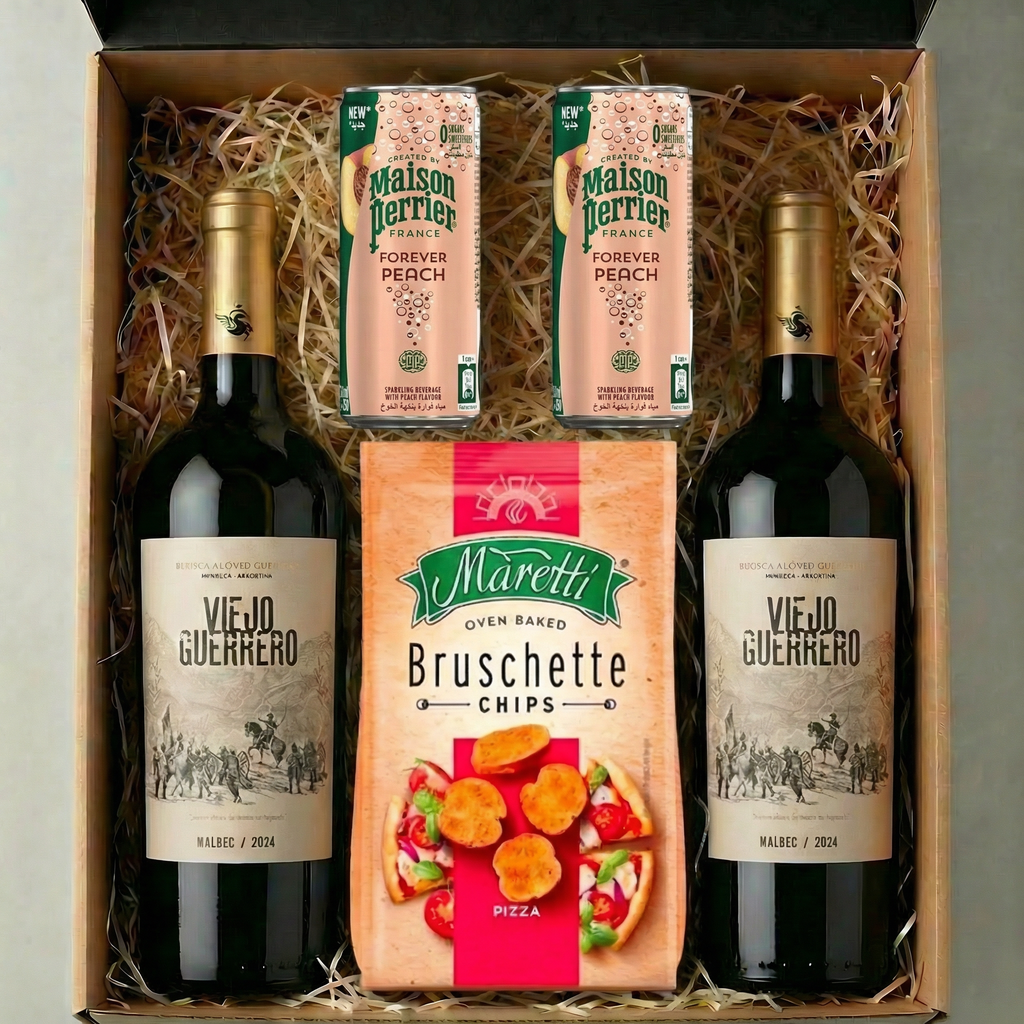 Combo Sodeado – 750 ml Viejo Guerrero x2 + Perrier Durazno x2 + Maretti Pizza (Regalos)